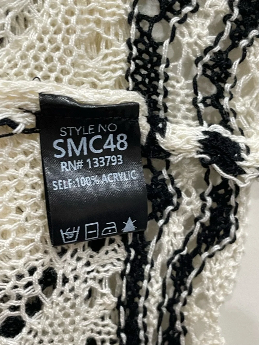 POL White and Black Crochet Swim Cover-Up Dress One Size